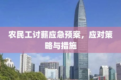 农民工讨薪应急预案，应对策略与措施