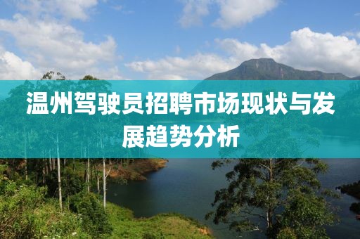 温州驾驶员招聘市场现状与发展趋势分析